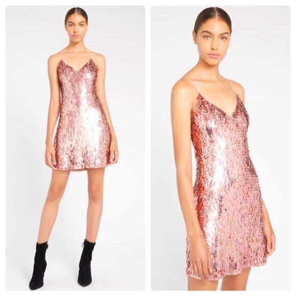 Alice + Olivia - Contessa Embellished V Neck Dress in Iridescent Pink Size S - Picture 5 of 15